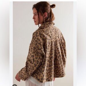 We the free denim leopard opal swing jacket